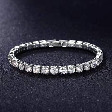 Trendy Live Streaming Fire-Colored Full Diamond 3A Zircon Bracelet For Women, Simulated Moissanite Men's Celebrity Style_voghion.com