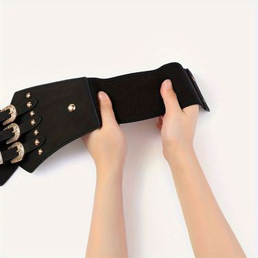 HOT Vintage Rivet Studded Waistband Gothic Triple Buckle Wide Classic Corset Waspie Belts Dress Coat Girdle For Women Girls_mkmklike.com