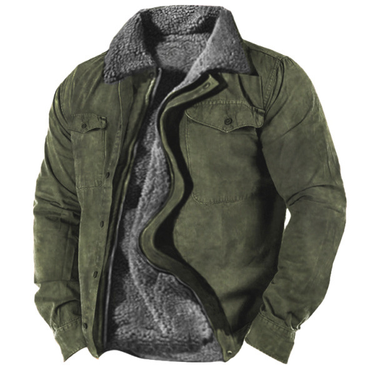 Man's clothing Thick side seam pocket casual zipper loose type Wolf brown youth cotton jacket_mkmklike.com
