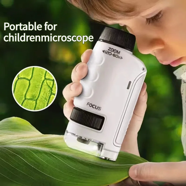 Pocket Microscope Kids Science Toy Kit 60-120x Educational Mini Handheld Microscope with LED Light Outdoor Children Stem Toy_voghion.com