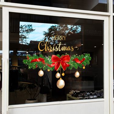 1Pc45Cm*60Cm Christmas Decorative Window Stickers Bow Waistline Glass Stickers Party Atmosphere Scene Layout A Whole Electrostatic Window Grilles_voghion.com