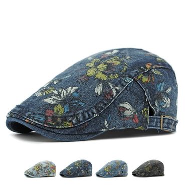Hot Sale Hot Sale 2024 Four Seasons Cotton Flower Print Newsboy Caps Flat Peaked Cap Men and Women Painter Beret Hats 163_voghion.com