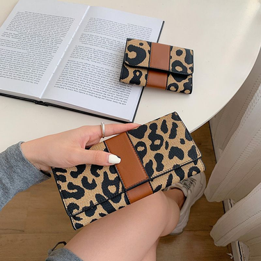Women's 2024 New Leopard Print Internet Celebrity Fashion Large Capacity Coin Purse Folding Multi-Card Slot Long Wallet_voghion.com