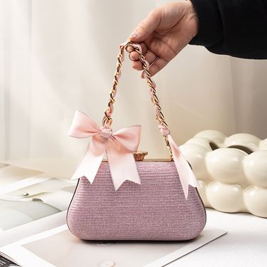 Evelyn Hand Chain Accessories Bow Bag Strap Bag Silk Scarf Woven Strap Women's Transformation Short Shoulder Strap_voghion.com