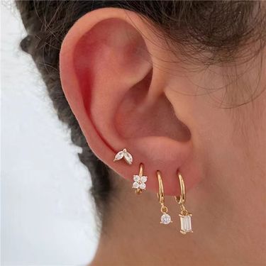 Fashion Geometric Style Zircon Niche Set Multiple Pairs Of Light Personality Trend Sweet Cool Earrings For Women_voghion.com