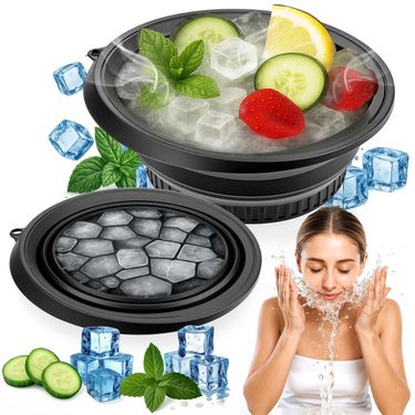 Face Bowl For Ice With Built-In Ice Tray – Collapsible Silicone Facial Ice Bath Bowl For Cold Plunge Therapy, Skin Tightening & Acne Relief_voghion.com