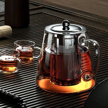 Heat Resistant Glass Teapot With Stainless Steel Tea Strainer Infuser Flower Kettle Kung Fu Teaware Set Puer Oolong Pot_voghion.com