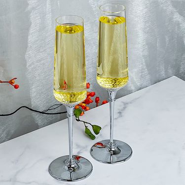 Champagne Glass Sparkling Wine Glass Crystal Glass Straight Cup With Diamond Metal Feet Red Wine Cup_voghion.com