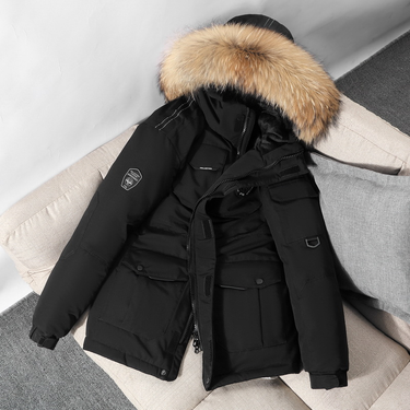 Men's Clothing Workwear Down Jacket, Long Length, Thickened, Unisex Winter Coat, Waterproof, Machine Washable, 600 Fill Power White Duck Down_voghion.com