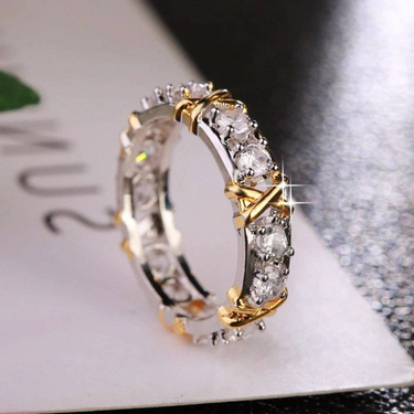 Yunjin Europe and America Border New Product Shining Zircon Cross Women's Fashion Simple Ring Handwear Wholesale_voghion.com