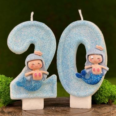 Creative Digital Cake Birthday Decoration Candle Handmade Party Mermaid_voghion.com