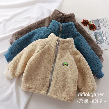 Children's lamb fleece jacket plus velvet jacket for boys and girls new styles for autumn and winter_voghion.com