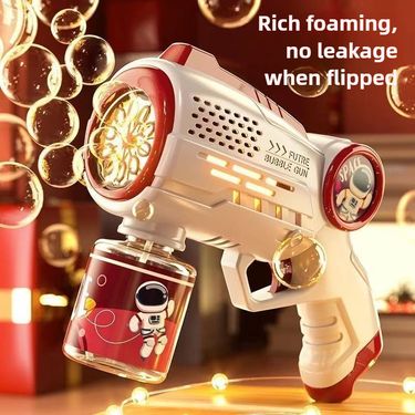 Internet Celebrity Electric Astronaut Bubble Machine Children's Hand-held Automatic Sound And Light Bubble Gun Toy_voghion.com