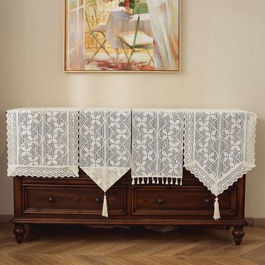 Lace Runner Coffee Table Cloth Mat American Country Style Hollow Out Long Strip High-end Tea Tablecloth_voghion.com