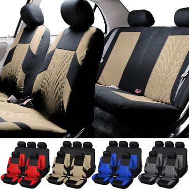 Fuzhongfu 9Pcs Car Seat Covers Set Comfortable Seating Polyester Front Rear Universal Fit Car Seat Covers Full Set for Automobile SUV Minivan_voghion.com