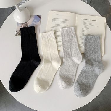 spring Women's Mid-calf Summer Thin Cream Mesh Cotton Inner White Socks_voghion.com