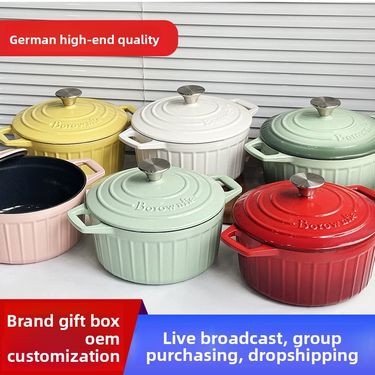 Enamel Cast Iron Non-Coated Non-Stick Seafood Stew Household Large Capacity Constant Temperature Soup Pot_voghion.com