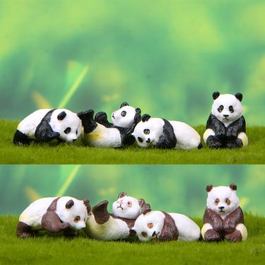 4Pcs Panda Figurines Panda Models Gardening Doll Ornament Accessories Dollhouse Animal Figure Micro Landscape Garden Decoration_voghion.com