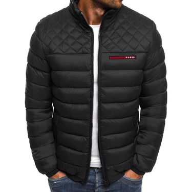 Men's Clothing Fashion Brand Striped Paris Letter Print Down Jacket Casual Light Down Jacket_voghion.com