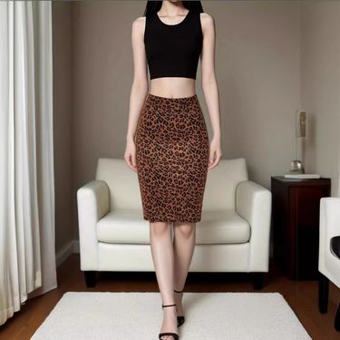 GraceChic GraceChic GraceChic 2024 New Cross-Border INS Bodycon Sexy Leopard Print High Waist Zipper Autumn Winter Midi Women's Mid-Length Skirt_voghion.com
