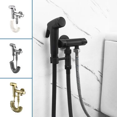 Brass One In 2 Out Angle Valve Toilet Flushing Spray Gun Washer ABS Nozzle Pressurized Flusher Toilet Home_voghion.com
