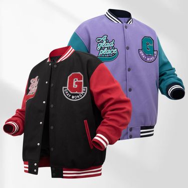 Men's Clothing Letter Embroidered Baseball Jacket Coat Loose Spring And Autumn Cardigan Baseball Jacket_voghion.com