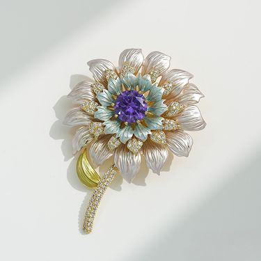 Luxury high-end, multi-layer three-dimensional sunflower brooch, heavy industry high-end coat corsage_voghion.com