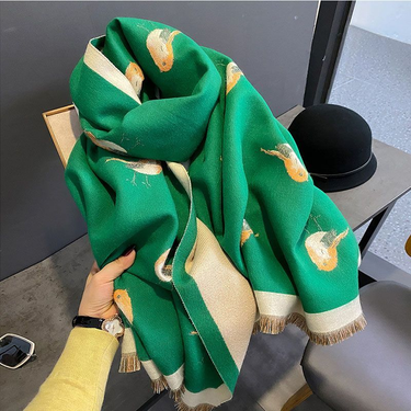 Light luxury fashion senior sense of one hundred magpie faux cashmere ladies winter new warm shawl scarf_mkmklike.com