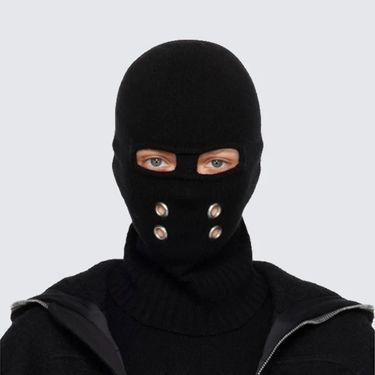 Men's Hats Autumn And Winter Small Money Pattern Three Hole Knitted Hat For Men And Women Ski Hat Adult Hat Warm Neck Protection Cycling_voghion.com