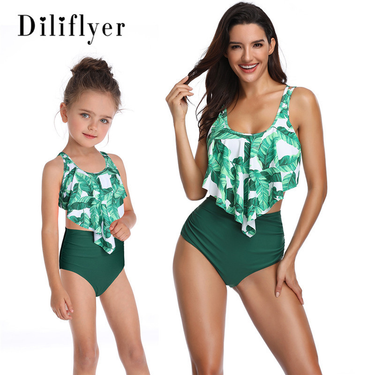 2024 women's split body swimsuit, women's printed high waisted bikini swimsuit, parent-child swimsuit, mother daughter swimsuit_voghion.com