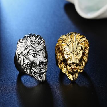 Newland Lion Head Ring Men's Jewelry_voghion.com
