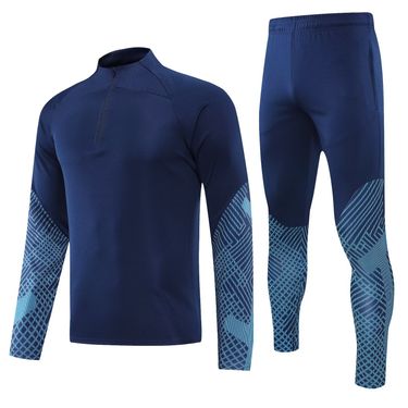Half zip long sleeved training suit for children's autumn and winter football jerseys, adult outdoor sportswear_voghion.com