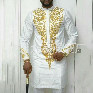 Men's moslem Hot sale independent station ethnic style menswear spring and autumn embroidered midi shirt 1106372_voghion.com