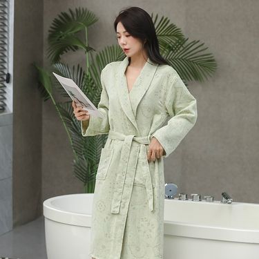 Pure Cotton Double Layer Gauze Bathrobe Women's Nightgown Bathrobe Home Clothes Homestay Absorbent Spring And Summer Thin Wearable Bathrobe_voghion.com