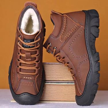 2023 New Shoes With Fleece Lining, Thickened Waterproof Casual Cotton Shoes, Men's High-top Outdoor Snow Boots_voghion.com