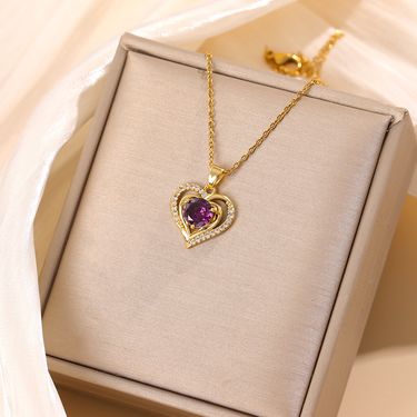 Titanium steel stainless steel light luxury high end heart shaped pendant fashionable all match love necklace jewelry_voghion.com