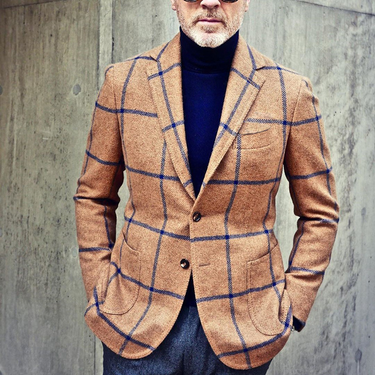 Men's clothing plaid multi-color casual suit jacket_mkmklike.com