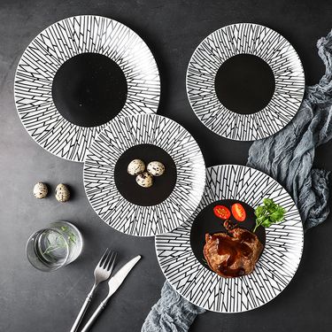 Nordic Style Dinner Plates Set - Minimalist Ceramic Pasta Plates, Dessert Plates For Restaurant & Home Use (Modern, Creative Serving Dishes)_voghion.com