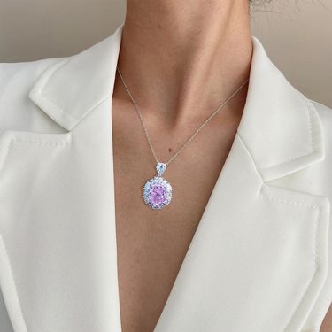 Ice Flower Cut High Carbon Diamond Pendant Clavicle Chain S925 Silver Colored Gem Silver Necklace_voghion.com