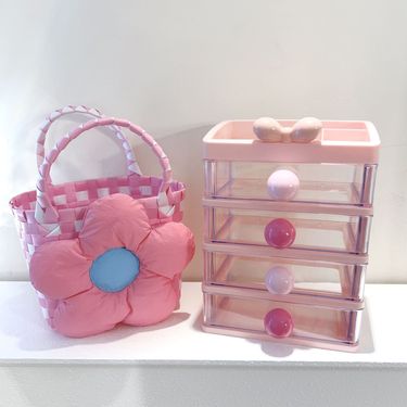 Colorful Ball Bowknot Multifunctional Compartment Drawer Box High-Value Fashion Versatile Desktop Storage Rack_voghion.com