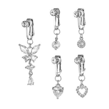 Belly Butterfly Crystals Long Dangle Belly Button Rings Surgical Steel Navel Piercing Clip Umbilical Belly Body Jewely_viptrois.com