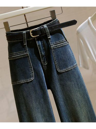 High Waist Wide Leg Denim Jeans Women's Loose Fit Elastic Versatile Straight Leg Slimming Micro Flared Pants Autumn 2025 New ..._voghion.com