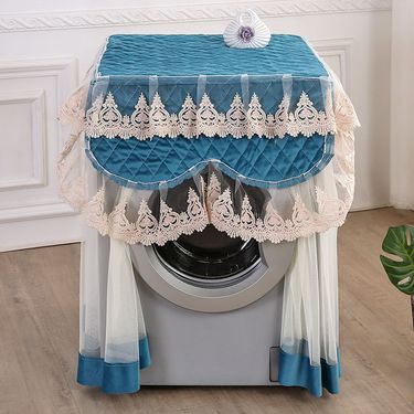 European Drum Washing Machine Fabric Dust Cover Solid Color Fully Automatic Washing Machine Cover New Lace Dust Cover_voghion.com