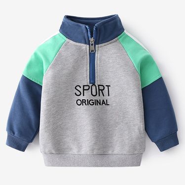 XUANMU Autumn Children Boy Sweatshirts Cotton Spliced Long Sleeve Baby Tops Young Kid Boy Pullovers XB044_voghion.com