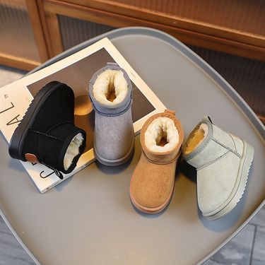 Kids' Winter Snow Boots - Fleece Lined, Waterproof, Anti-Slip, Warm Short Boots For Boys & Girls (Black, Grey, Khaki)_voghion.com