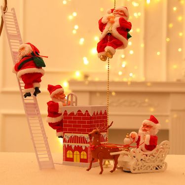 Christmas 3-Speed Climbing Santa Toy With Dual Switch Golden Feet & Ladder - Festive Holiday Decoration For Kids & Adults_voghion.com