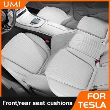 For Tesla Nappa Leather Breathable Non-slip Car High Rebound Pad Cushion Four Seasons Universal Auto Seat_voghion.com