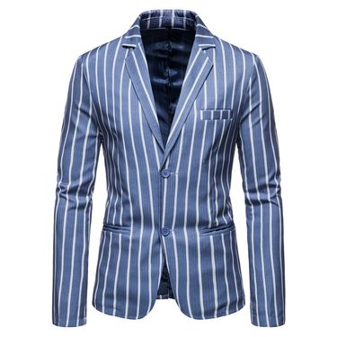Men's Clothing autumn and winter new large size men's suit jacket striped print two button single suit top_voghion.com