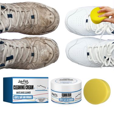Jue-Fish 2pcs/set Cleaning Cream, White Sports Shoes Decontamination Bright White Cleaning Multi-Functional Yellow Cleaning Agent_voghion.com