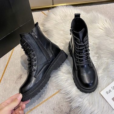 Ins Trend Martin For Women 2025 Autumn Winter New British Style Short Thick Sole Lace-up Motorcycle Casual Boots_voghion.com